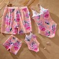 Floral Print Family Matching Swimsuits Pink