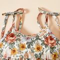 Baby Girl Sleeveless Spaghetti Strap Floral Print Jumpsuit Beige image 5