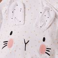 Rabbit Print 3D Ear Desert Dotted Footed/footie Long-sleeve White Baby Jumpsuit White image 4