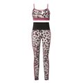 Leopard Print Active Top and Leggings Set for Kids Dark Pink