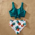 Pineapple Print Colorblock Family Matching Swimsuits Multi-color