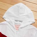 Kid Girl Colorblock Long-sleeve Zipper Hooded Velvet Dress Red/White