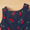 100% Cotton Cherry Print Backless Sleeveless Baby Dress Royal Blue image 3