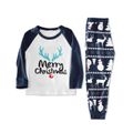 Christmas Antler Letter Top and Snowman Reindeer Print Pants Family Matching Pajamas Sets (Flame Resistant) Dark Blue