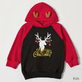 Merry Christmas Deer Series Hoodies Family Matching Sweatshirts Color block