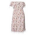 Pretty Off Shoulder Floral Print Short-sleeve Maternity Dress Cameo brown