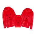 Christmas Antler Red Plush Hooded Family Matching Sweatshirts Red