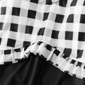 Plaid Print Color Block Family Matching Swimsuits Black/White