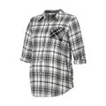 Maternity Plaid Print Stand collar Long-sleeve Shirt Black/White