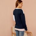 Maternity Round collar Color Block Color block Hoodie White