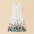 Butterfly Floral Series Family Matching Sets（Bow Tie Shoulder Dress for Women - Button Front Shirts -  Rompers） White