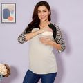 Maternity Round collar full print Apricot Long-sleeve Nursing Tee Apricot image 4