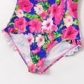 Floral Print Family Matching Swimsuits Hot Pink