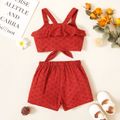 Toddler Girl Bowknot Cross Back Rompers Red