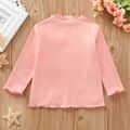 Solid Ruffle Decor Long-sleeve Baby Top Pink