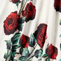Red Roses Print Tank Dresses for Mommy and Me Black