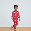 Family Matching Bear and Reindeer Print Christmas Hooded Onesies Pajamas (Flame resistant) Red