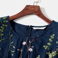 Floral Embroidered Mesh Long-sleeve Matching Blue Shorts Rompers Royal Blue