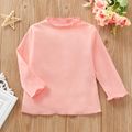 Solid Ruffle Decor Long-sleeve Baby Top Pink