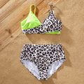 Leopard Color Block Family Matching Swimsuits Color block