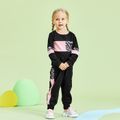 2-piece Baby / Toddler Girl Splice Colorblock Leopard Print Long-sleeve Pullover and Pants Set Black image 5