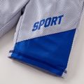 Letter Print Color Block Mesh Tee and Shorts Athletic Set for Toddlers / Kids Blue