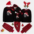Santa Hat and Letter Print Family Matching Pajamas Sets（Flame resistant） Black/White/Red