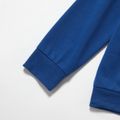 Fashionable Kid Boy Letter Colorblock Print Hoodie Top Pants 2-piece Sporty Casual Set Blue