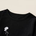 Kids Unisex Jellyfish Embroidered Longsleeves Tee Black