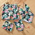 Floral Print Family Matching Swimsuits(One-piece Cross Back Swimsuits for Mom and GIrl ; Swim Trunks for Dad and Boy) Multi-color