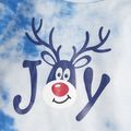 Family Matching Cute Reindeer Print Tie Dye Christmas Pajamas Sets (Flame Resistant) Light Blue