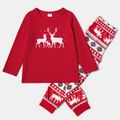 Christmas Family Reindeer Print Matching Pajamas Sets (Flame Resistant) Red image 4