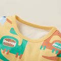 2-piece Kid Boy 100% Cotton Animal Dinosaur Letter Print Long-sleeve Tee and Solid Color Pants Set Ginger