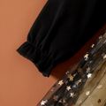 1-piece Toddler Girl Star Glitter Design Mesh Splice Dress/ Elasticized Leggings Black image 3