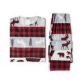 Family Matching Bear and Reindeer Print Plaid Christmas Pajamas Sets (Flame Resistant) Multi-color