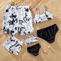 Tie-dye Series Family Matching Swimsuits(2-piece Sling Swimsuits for Mom and Girl ; Swim Trunks for Dad and Boy) White