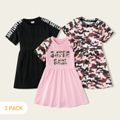 3-piece Camouflage Letter Allover Short-sleeve Dress Multi-color image 1