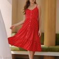 Maternity Vacation Polka dot Print Cami A Sleeveless Dress Red