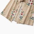 Floral Print Ruffle Off-shoulder Matching Maxi Romper Dresses Khaki