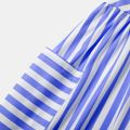 Stripe Print Sleeveless Matching Blue Midi Sling Dresses Blue