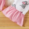 2-piece Baby Girl Elephant Butterfly Letter Print Long-sleeve Bodysuit Romper and Mermaid Tail Pants Set Pink image 5