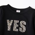 Leopard and Letter Print Family Matching Black Sets Black
