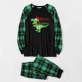 Family Matching Christmas Dinosaur and Plaid Print Long-sleeve Pajamas Set(Flame Resistant) Green