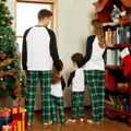 Christmas Letter Contrast Top and Plaid Pants Family Matching Pajamas Sets (Flame Resistant) Black/White image 3
