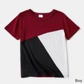 Color Block Short Sleeve T-shirts for Daddy and Me Black/White/Red