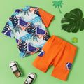 2-piece Baby / Toddler Trendy Print Ocean Shirt and Shorts Set Orange