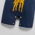 100% Cotton Giraffe Print Short-sleeve Navy Blue Baby Romper Dark Blue