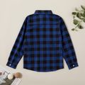 Casual Colorblock Plaid Shirts for Kids Deep Blue