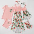 Mosaic Stripe Floral Print Family Matching Sets(Tank Dresses - T-shirts - Baby Rompers) Color block