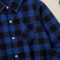 Casual Colorblock Plaid Shirts for Kids Deep Blue